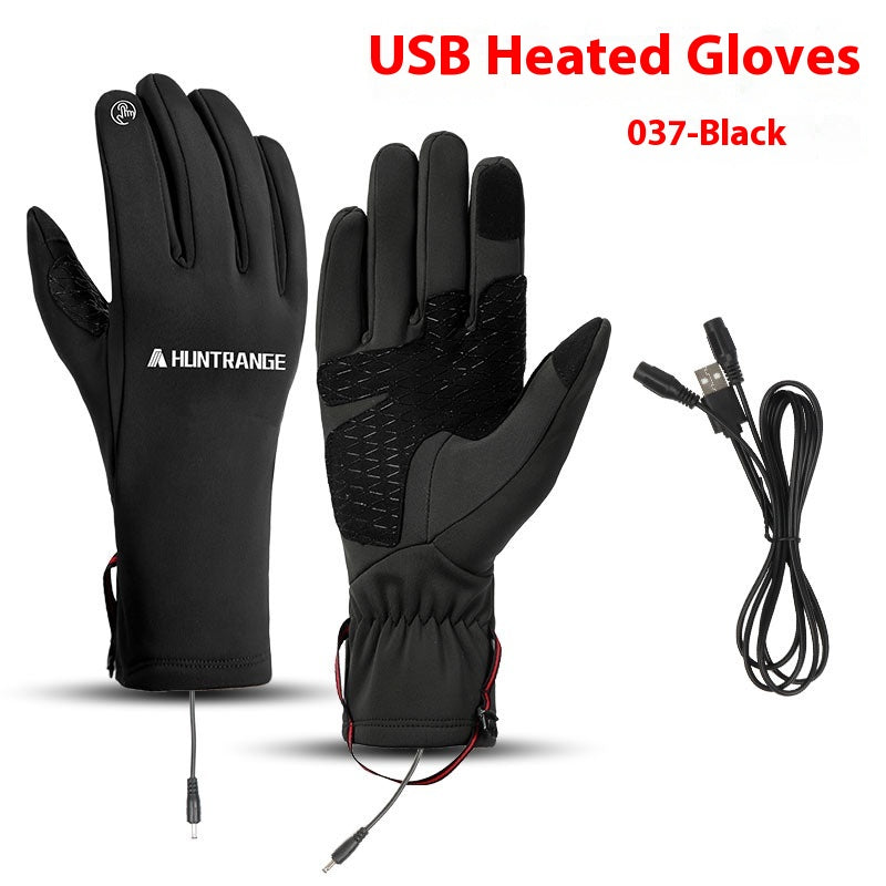 USB Electric Heating Winter Gloves - 037 Black