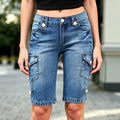 Retro Five-Quarter Athletic Shorts - Blue