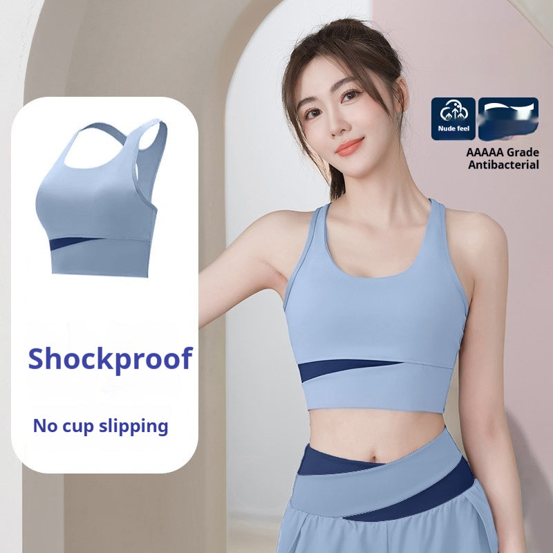 Sports Bra & High-Waisted Shorts Set - Bra Sky Blue