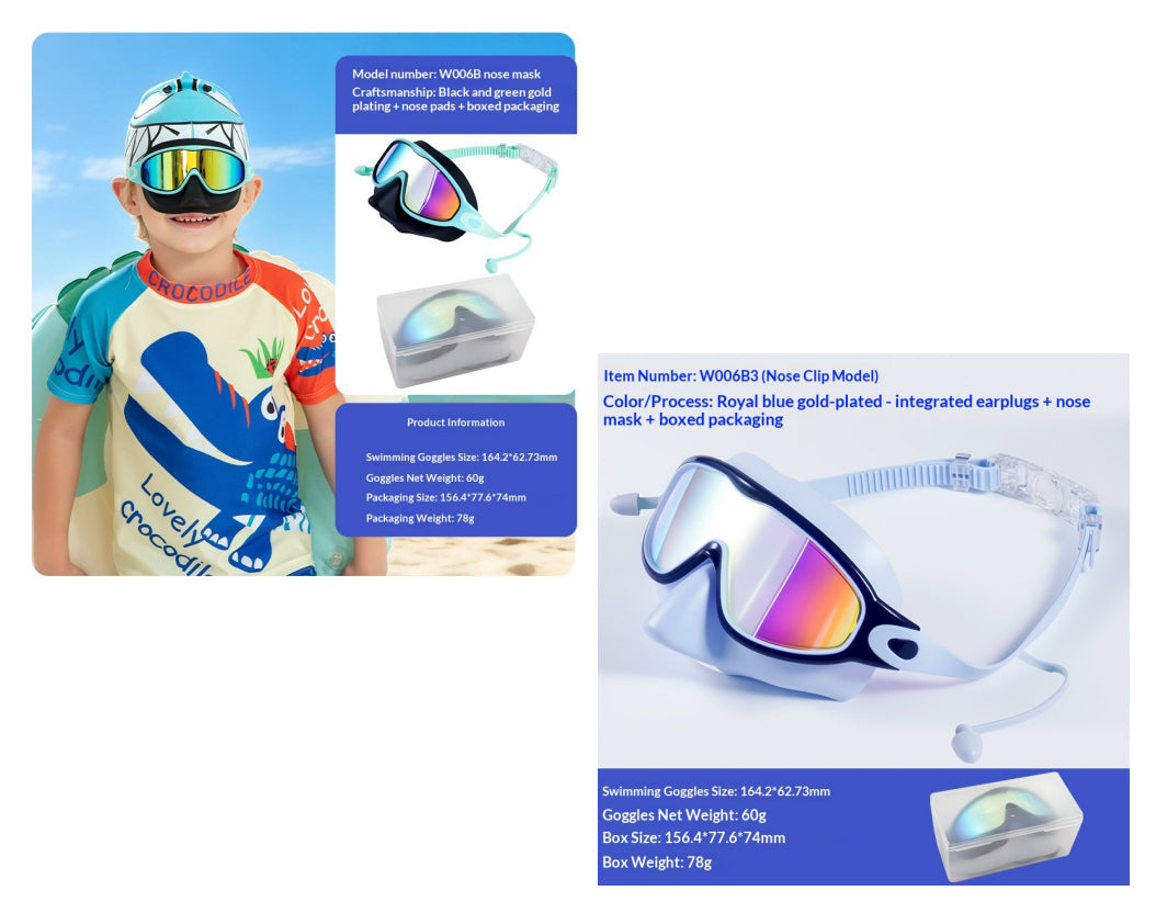 Large-Frame Kids' Swimming Goggles - Green And Black Plating
