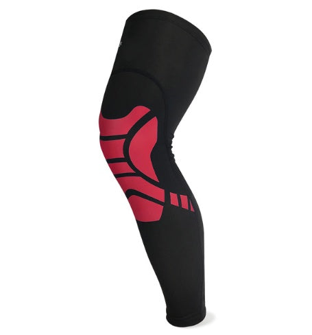 1Pc Men Women Compression Calf Leg Sleeve Cycling Legwarmers Sport Safety Running Legging Basketball Soccer Leg Warmers Knee Pad - Black + red