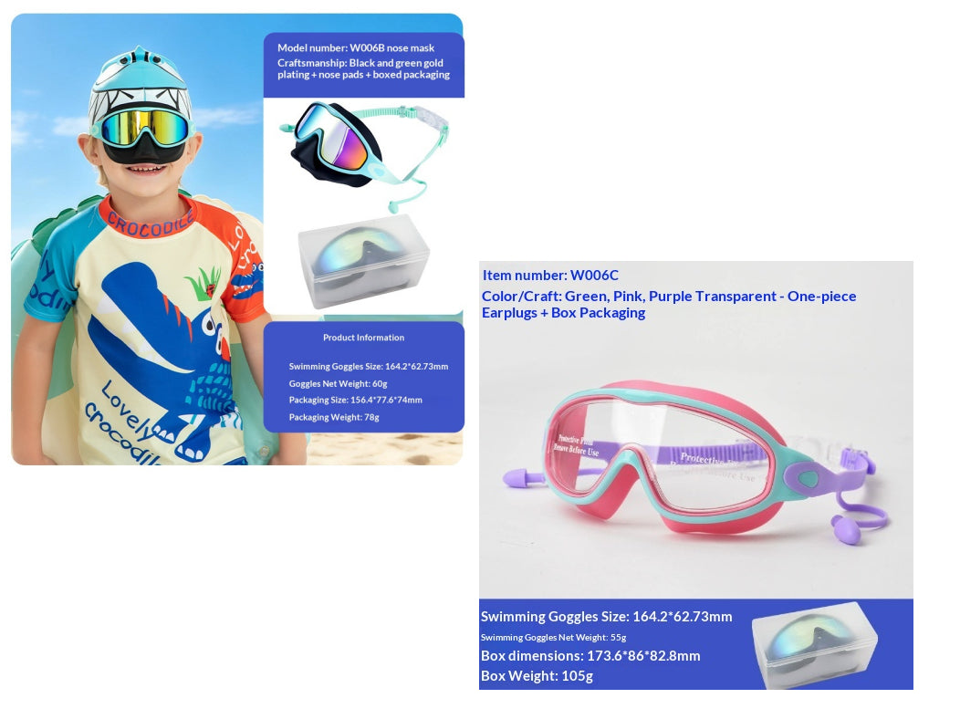 Large-Frame Kids' Swimming Goggles - Green And Black Plating