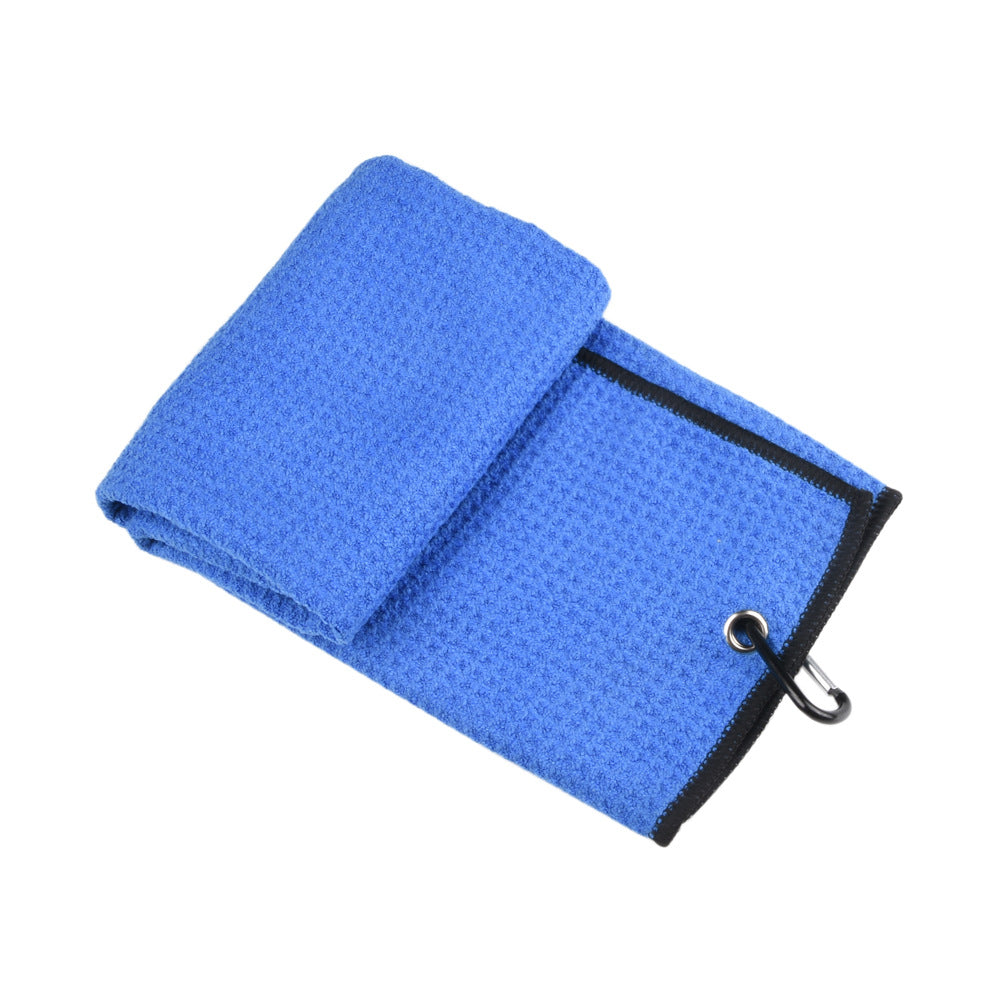 Waffle-Weave Golf Towel - Blue