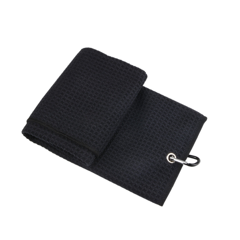 Waffle-Weave Golf Towel - Black