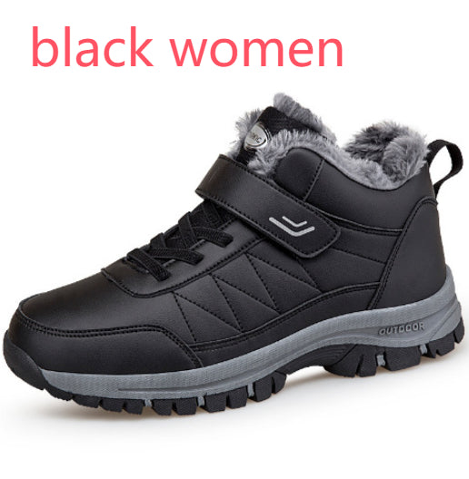 Fleece-Lined Warm Hiking Shoes - Black women