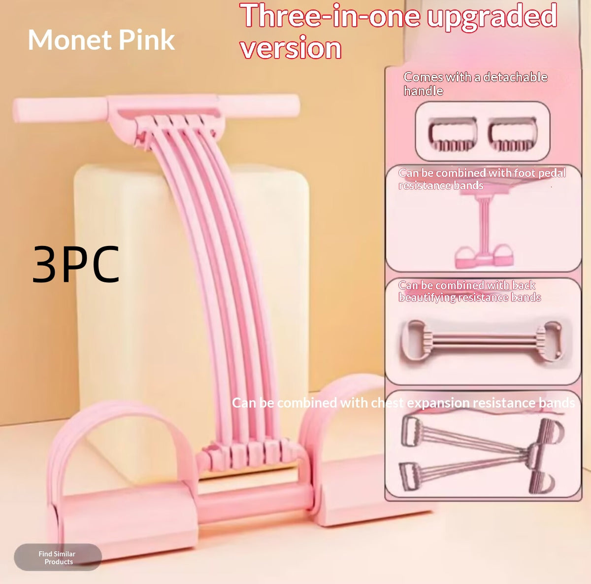 Foot-Operated Shoulder & Back Resistance Trainer - Pink-3 in 1