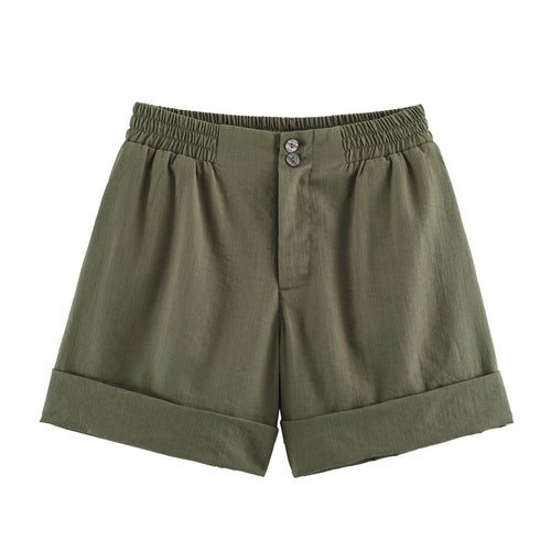 Curved-Hem Athletic Shorts - Green