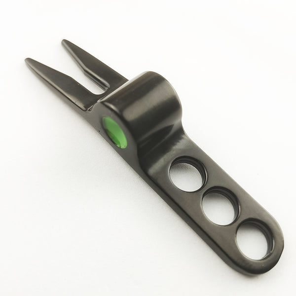 Zinc Alloy Divot Repair Tool - Black side green dot