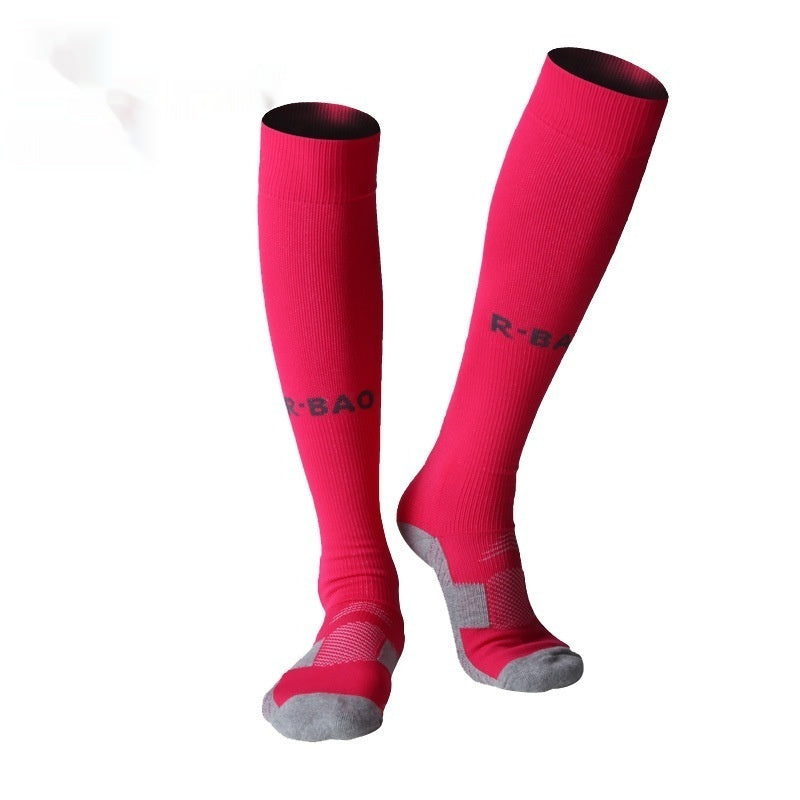 Towel Bottom Long Soccer Socks Ankle Support Protection Calf - Fluorescent Powder