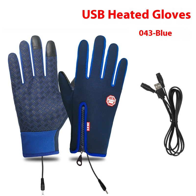 USB Electric Heating Winter Gloves - 043 Sapphire Blue