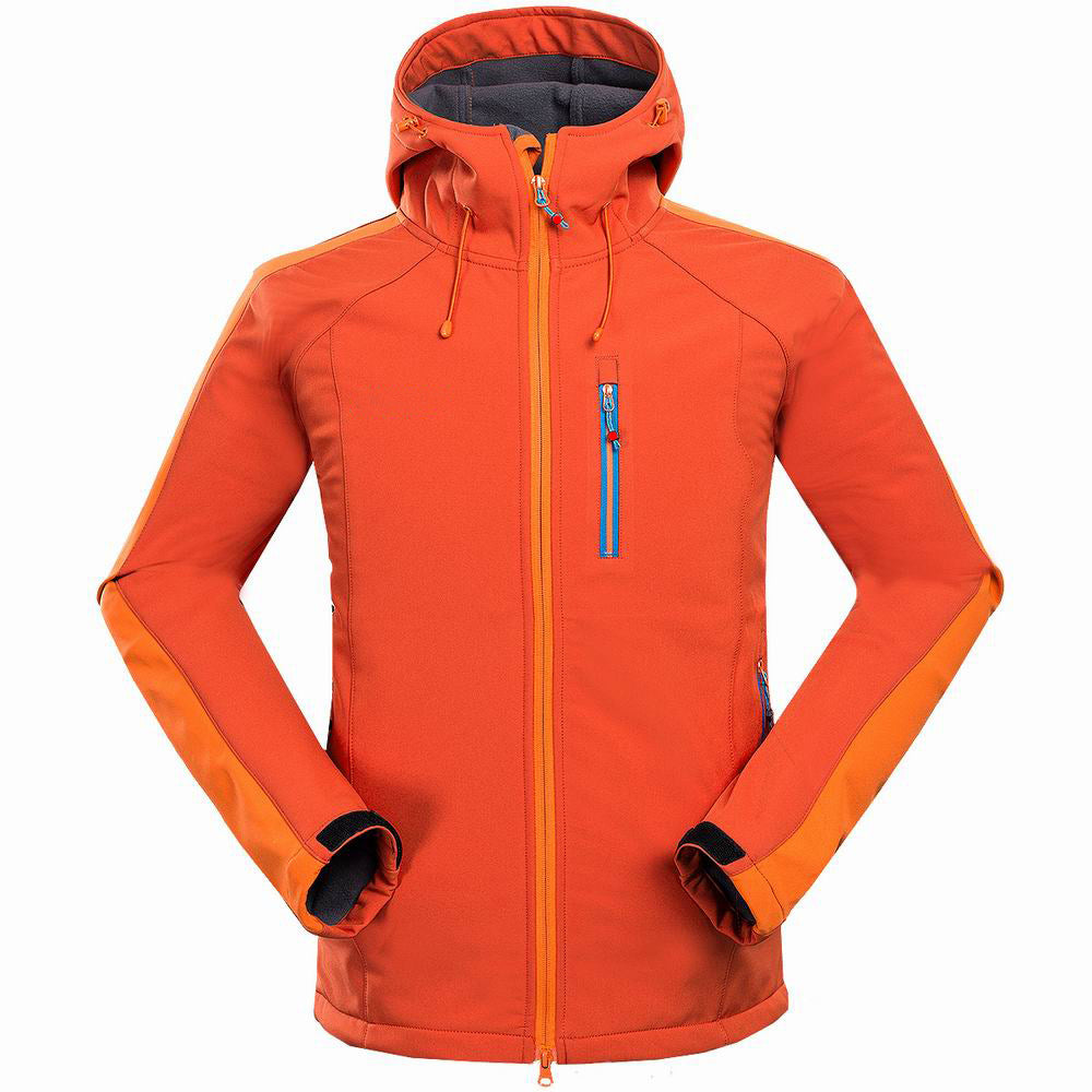 Windproof Soft Shell Camping Jacket - Orange