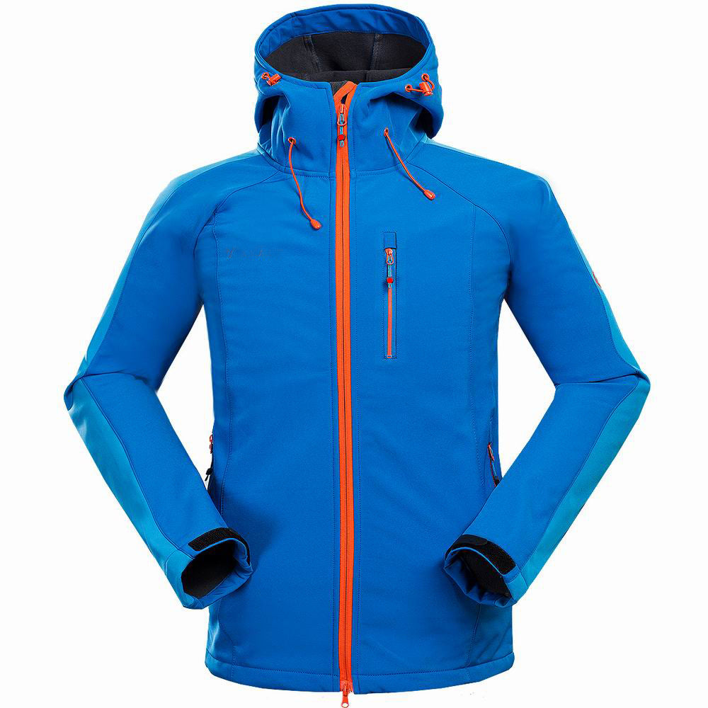 Windproof Soft Shell Camping Jacket - Blue