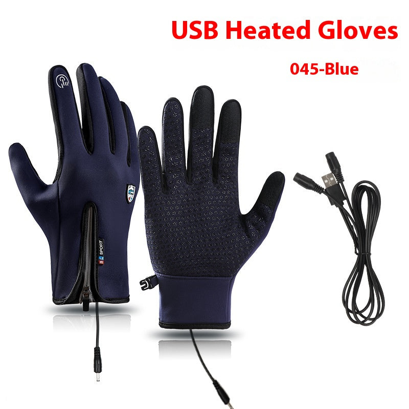 USB Electric Heating Winter Gloves - 045 Blue