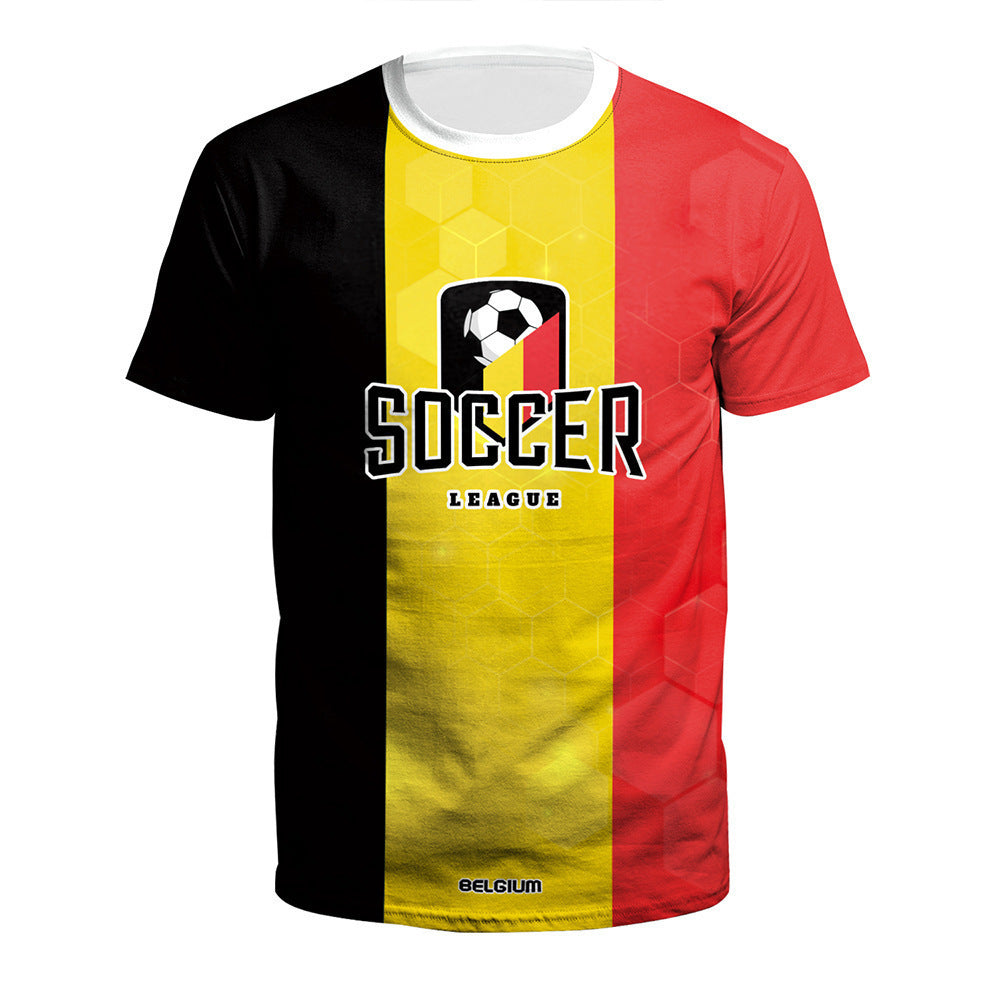 World Cup European Cup Soccer Uniform 3D Printed Short Sleeve Jersey - Belgium 2