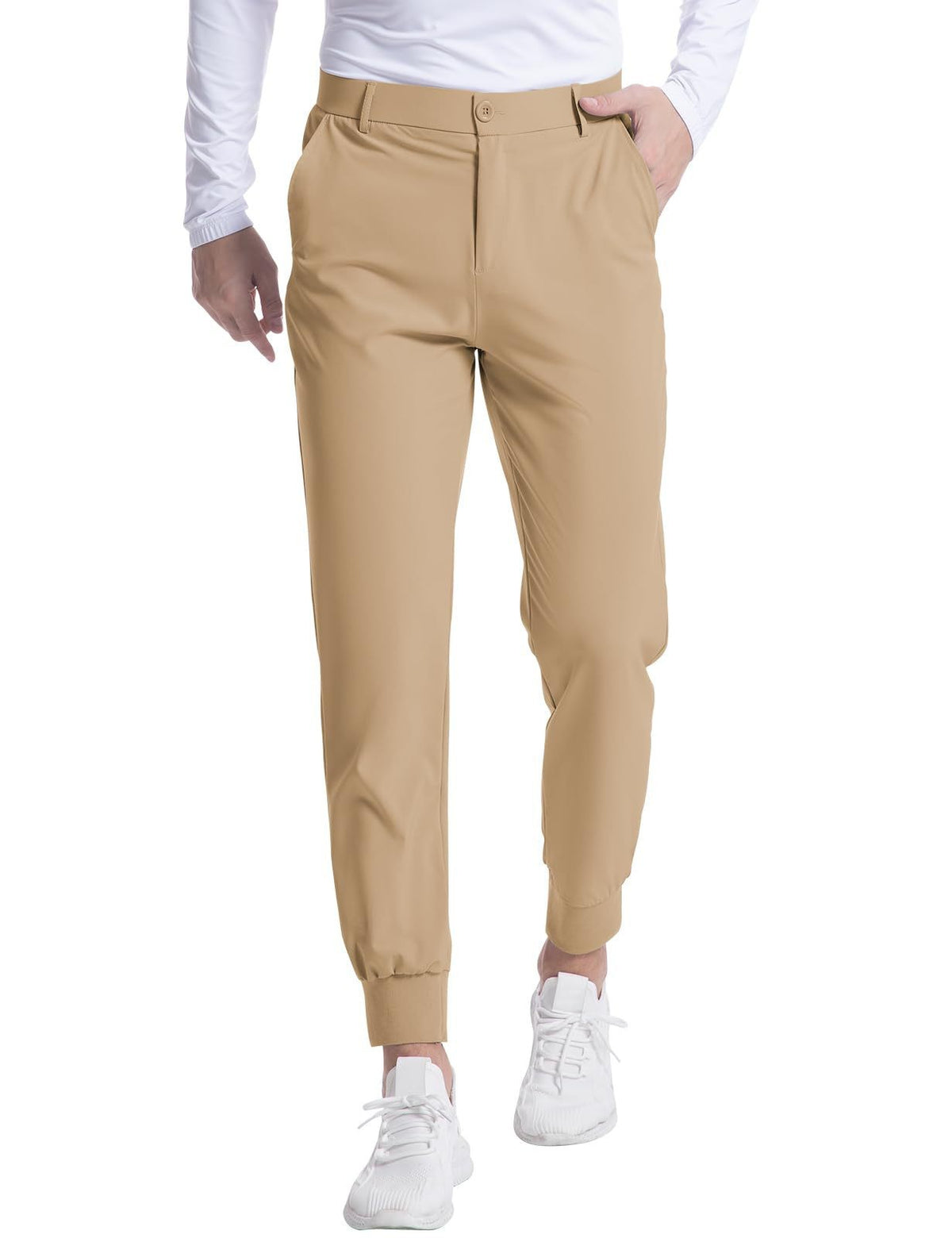 Men's Elastic Golf Jogger Pants - Khaki