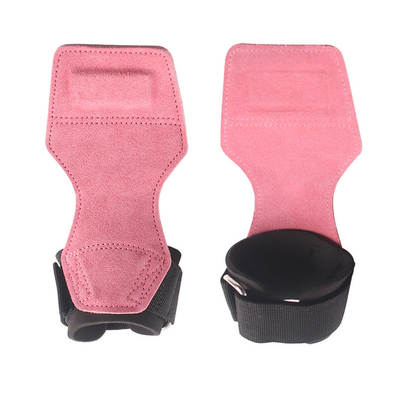 Leather Weightlifting Wrist Support Gloves - Pink