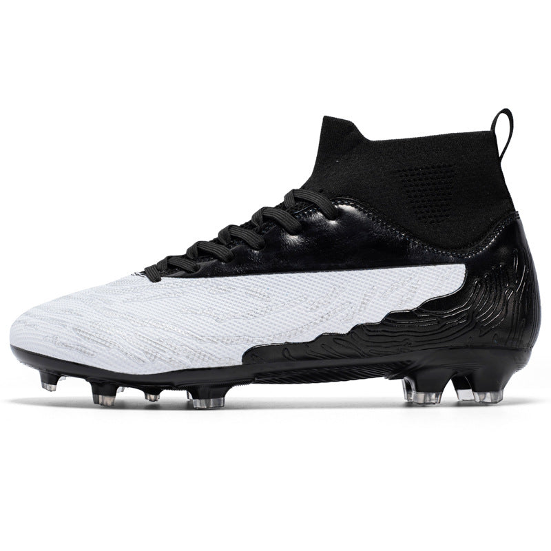 Professional Spike Breathable Outdoor Soccer Shoes - White And Black