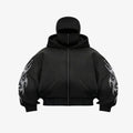 Unisex Hooded Knit Cardigan Jacket - Black