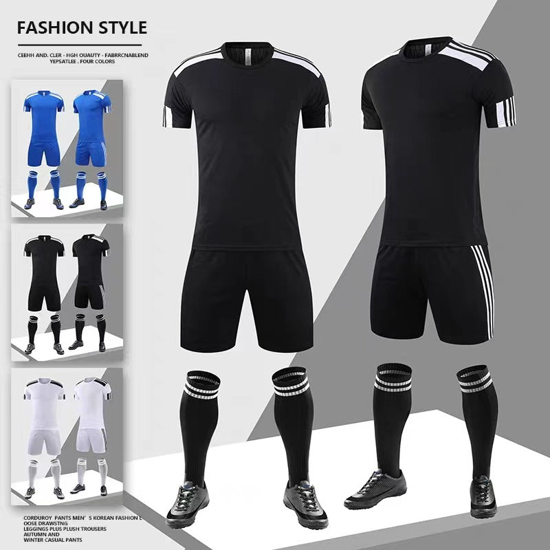 Breathable Slim-Fit Soccer Uniform Suit - Black