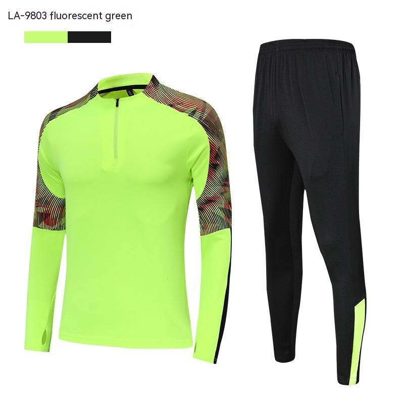 Long Sleeve Soccer Training Suit Set - Fluorescent Green LA 9803