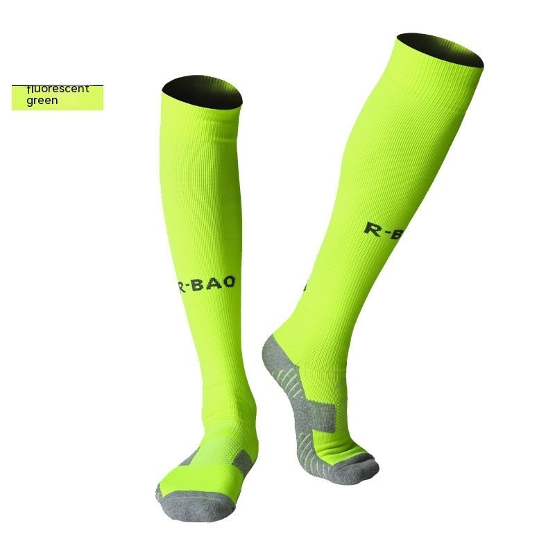 Towel-Bottom Soccer Socks - Fluorescent Green