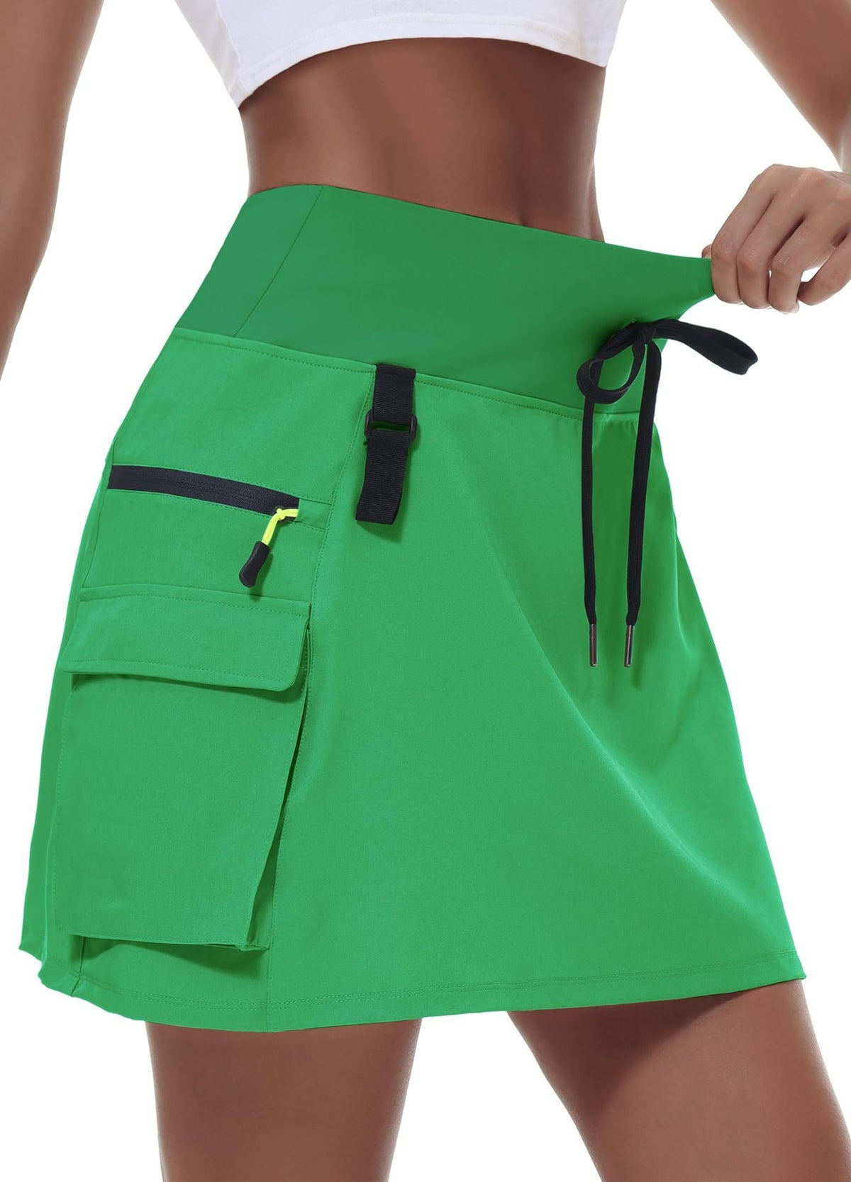 Zip-Pocket Quick-Dry Tennis Skirt - Emerald green