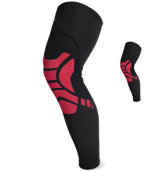 1Pc Men Women Compression Calf Leg Sleeve Cycling Legwarmers Sport Safety Running Legging Basketball Soccer Leg Warmers Knee Pad - Black+red