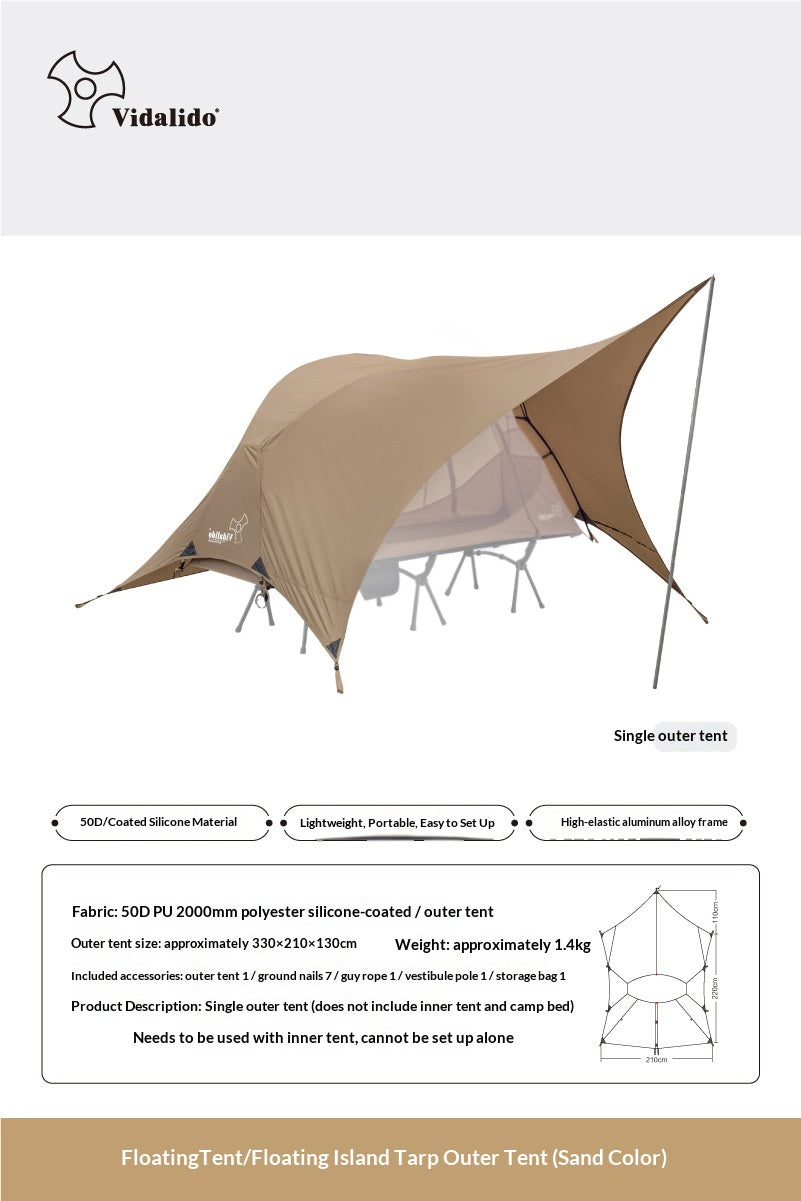 Portable Lightweight Camping Tent - Khaki