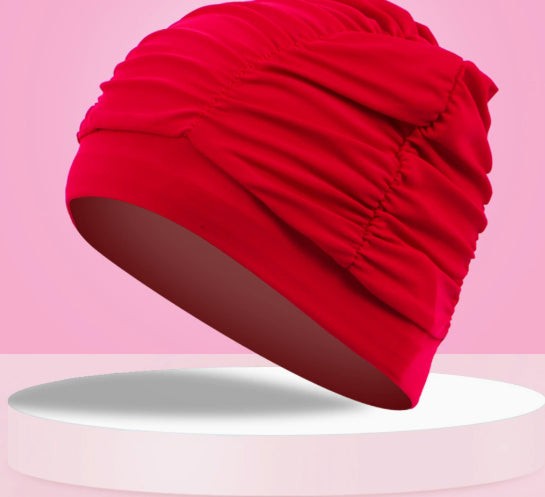 Swimming Hat Women's For Long Hair Comfortable Fabric Swimming - Red