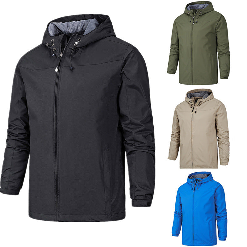 Windproof All-Season Mountaineering Jacket - Navy blue white logo