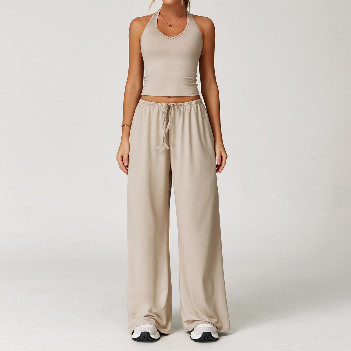 Halter-Neck Sports Training Outfit - Linen