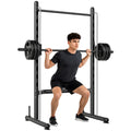 Squat Rack with Pull-Up Bar and Barbell - Black, Silver