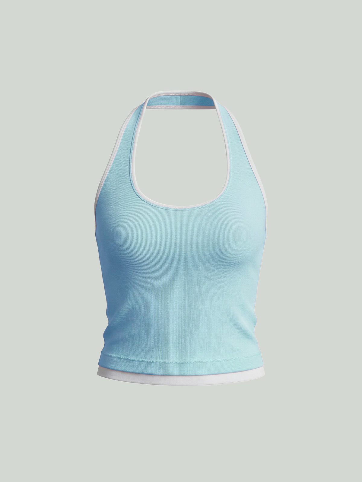Seamless Color-Block Workout Tank - Light Blue
