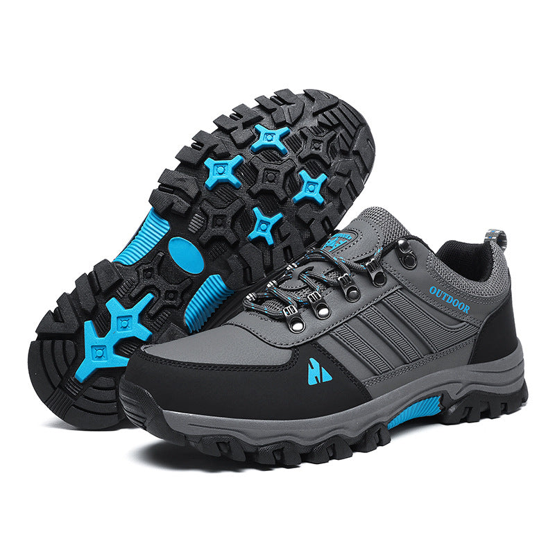 Low-Top Lace-Up Hiking Boots - Gray
