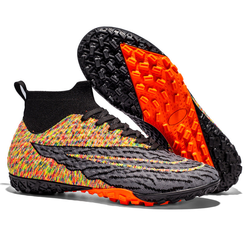 High-Top Soccer Shoes, Game-Specific Spike - Broken Nail Black And Green