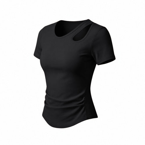 Cropped Waist-Cinching Workout Top - Xingyao Black