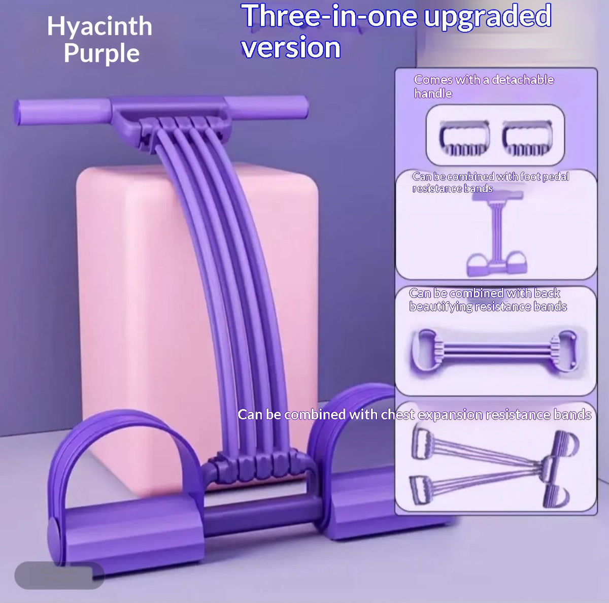 Foot-Operated Shoulder & Back Resistance Trainer - Purple-3 in 1