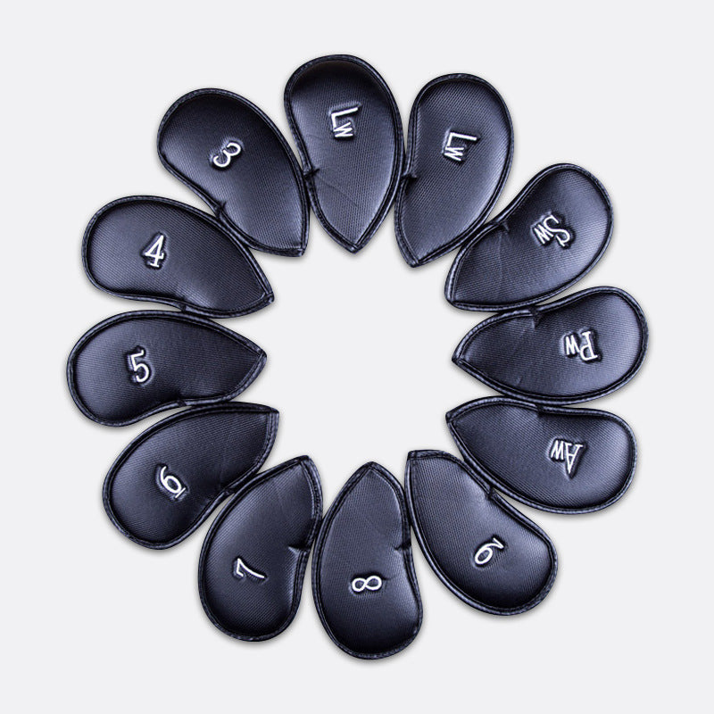 Embroidered Golf Club Caps (12-Piece Set) - Black
