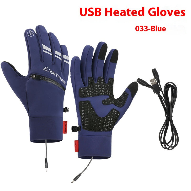 USB Electric Heating Winter Gloves - 033 Blue