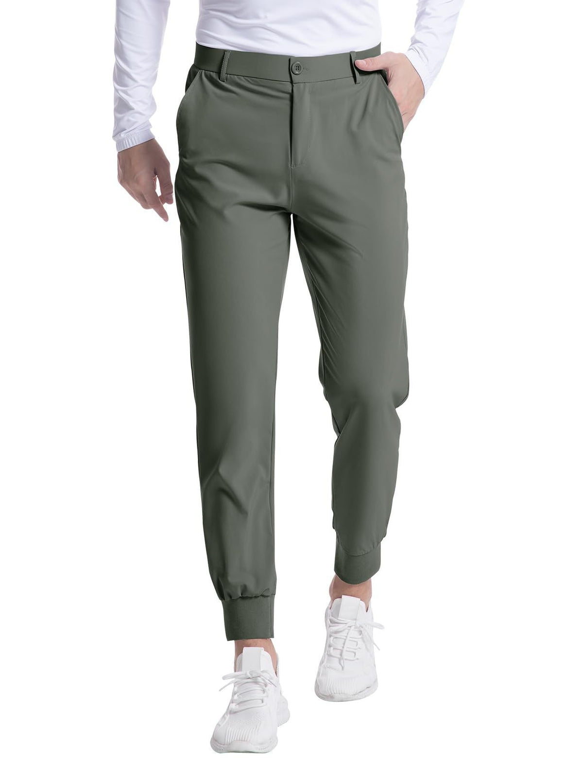 Men's Elastic Golf Jogger Pants - Army green