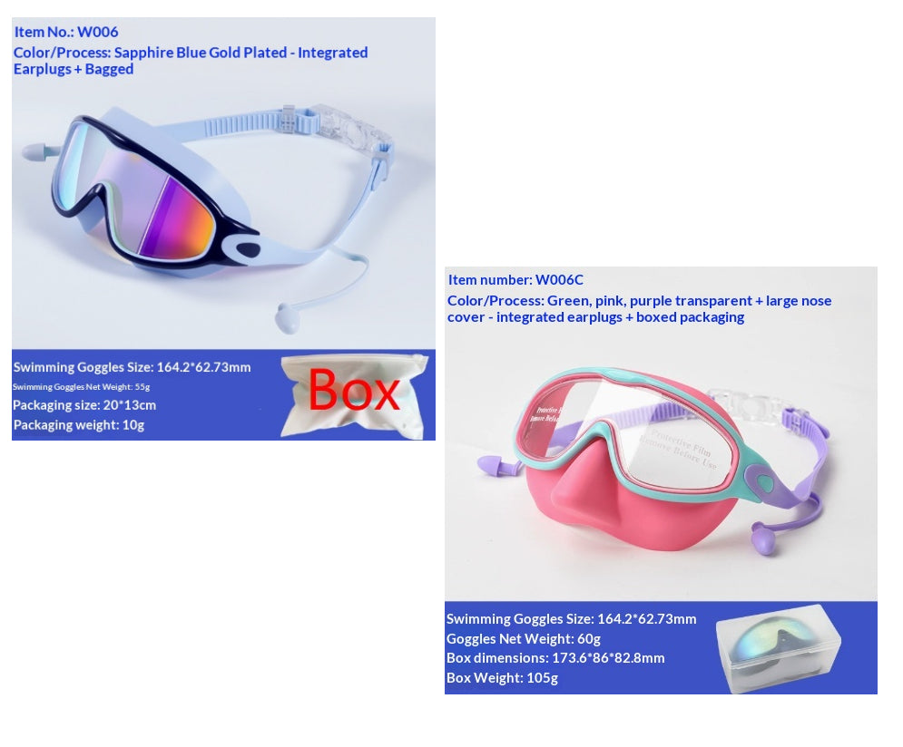 Large-Frame Kids' Swimming Goggles - Green Pink Purple nasal mask