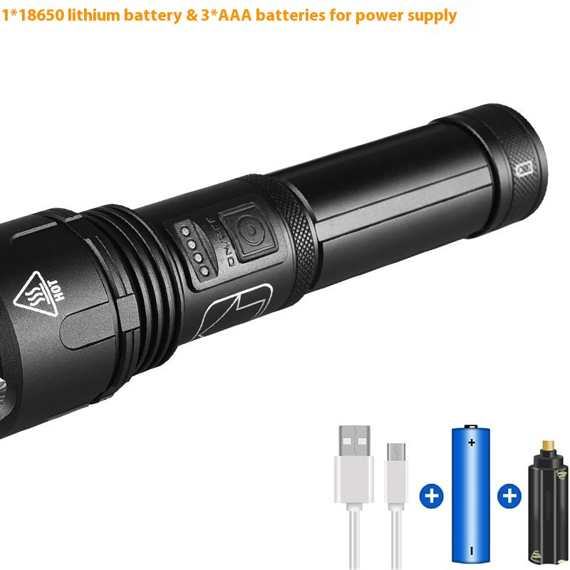 Rechargeable Strong Light Focusing Flashlight - USB Cable Plus Lithium Battery