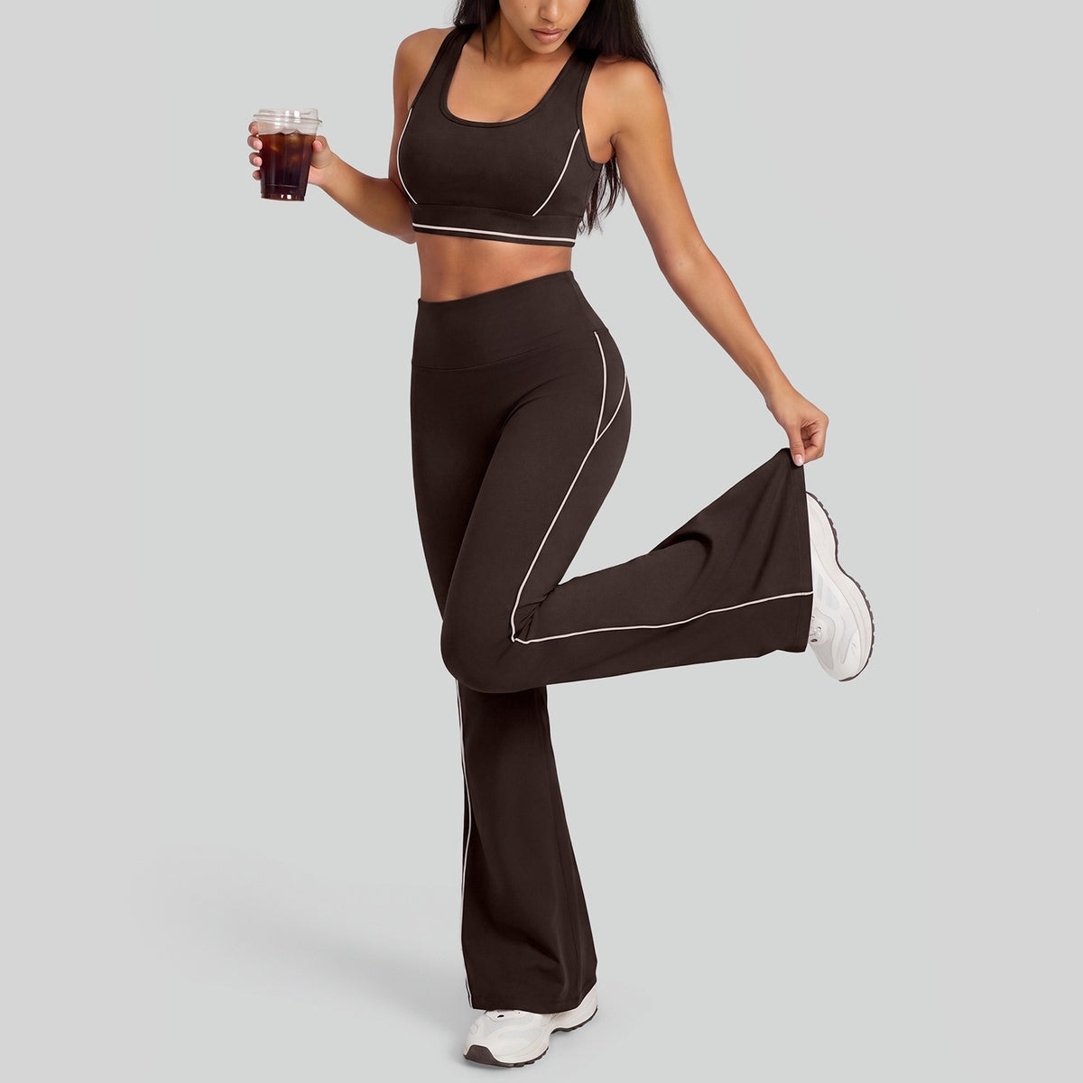 Two-Piece Stretch Training Set - Coffee