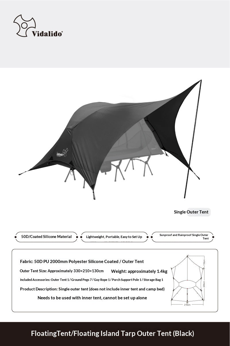 Portable Lightweight Camping Tent - Black