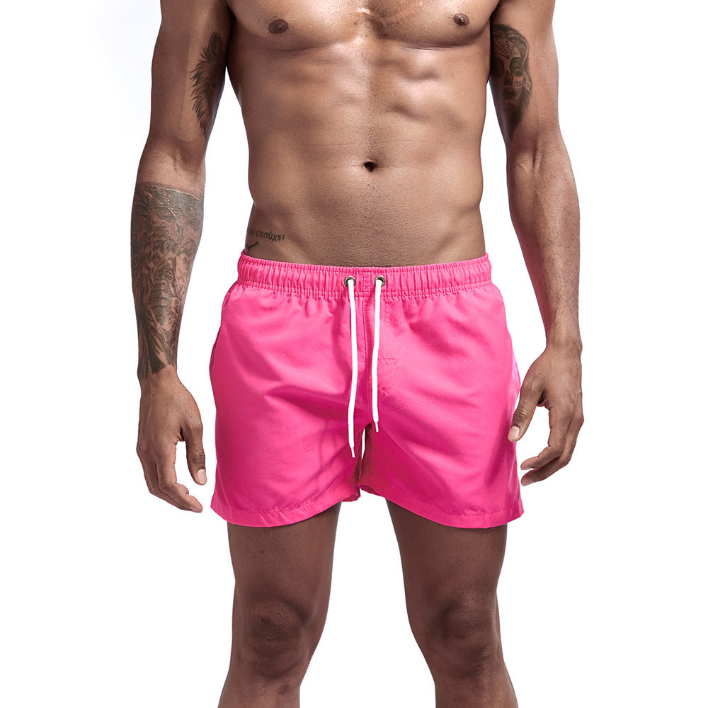 Men's Three-Point Beach Shorts - Rose Red
