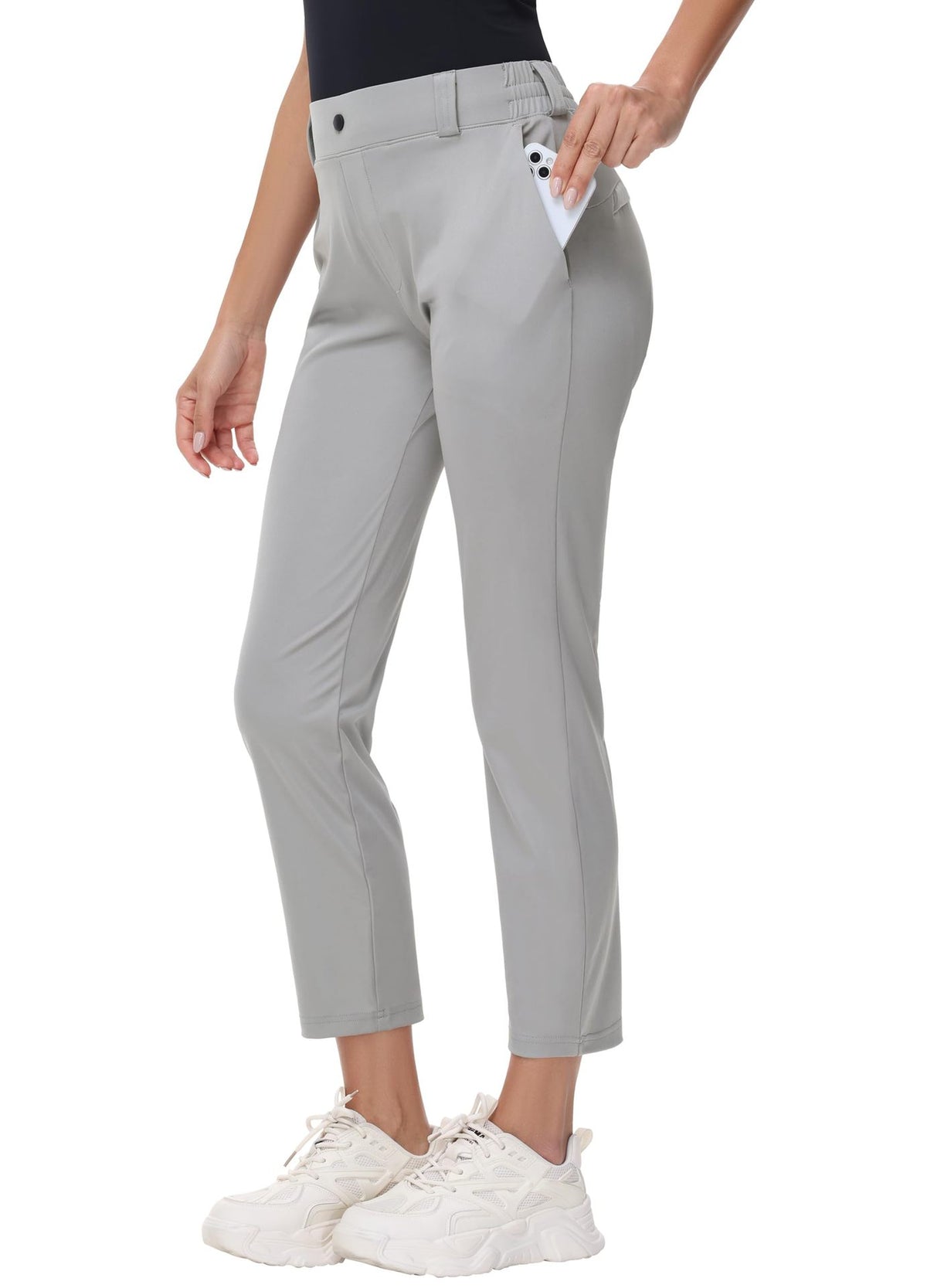 Women's Ankle-Length Golf Pants - Light Gray