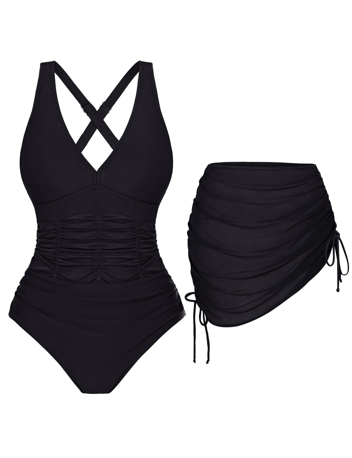 Mesh Cutout One-Piece Swimsuit - Black
