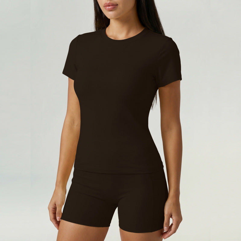 Quick-Dry Sports Set With Shorts - Brown
