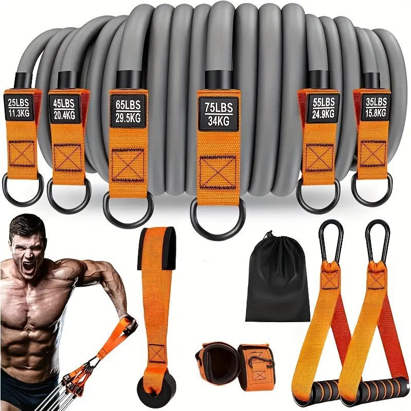 Home Stretching Fitness Aid - Orange gray Pull Cord