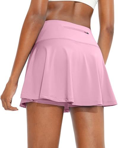 Pleated Tennis Skirt With Back Belt - Pink